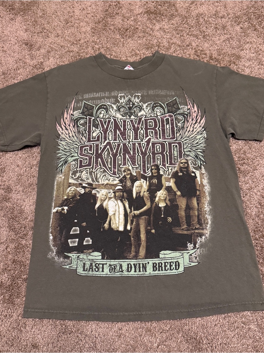 Lynyrd Skynyrd Shirt Mens Medium Green Short Sleeve Band Tour Graphic Logo